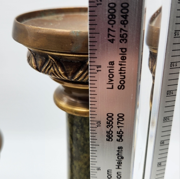 1950s IMA Brass and Green Marble Candle Holders Set (2) Made In India - Picture 12 of 12